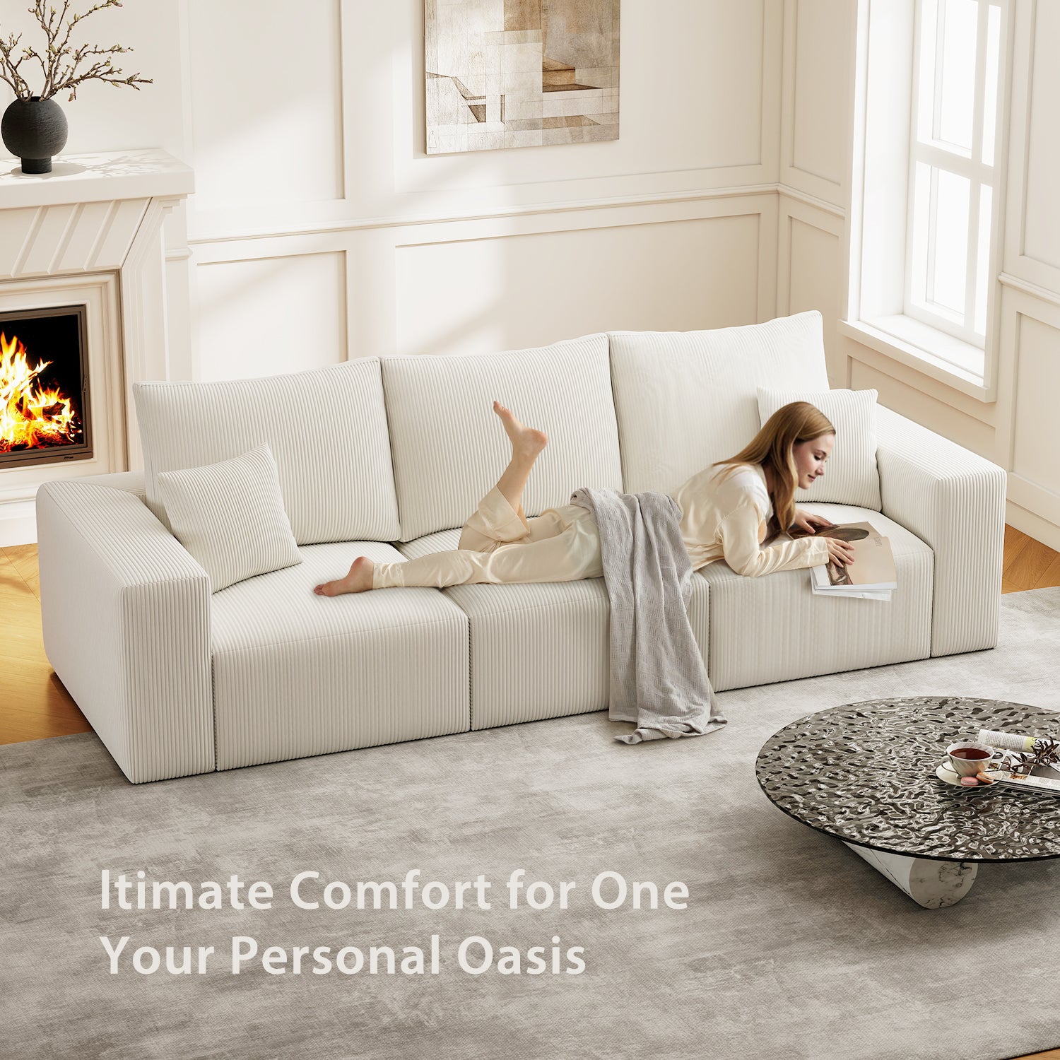 112" Boneless Cloud Sectional Sofa