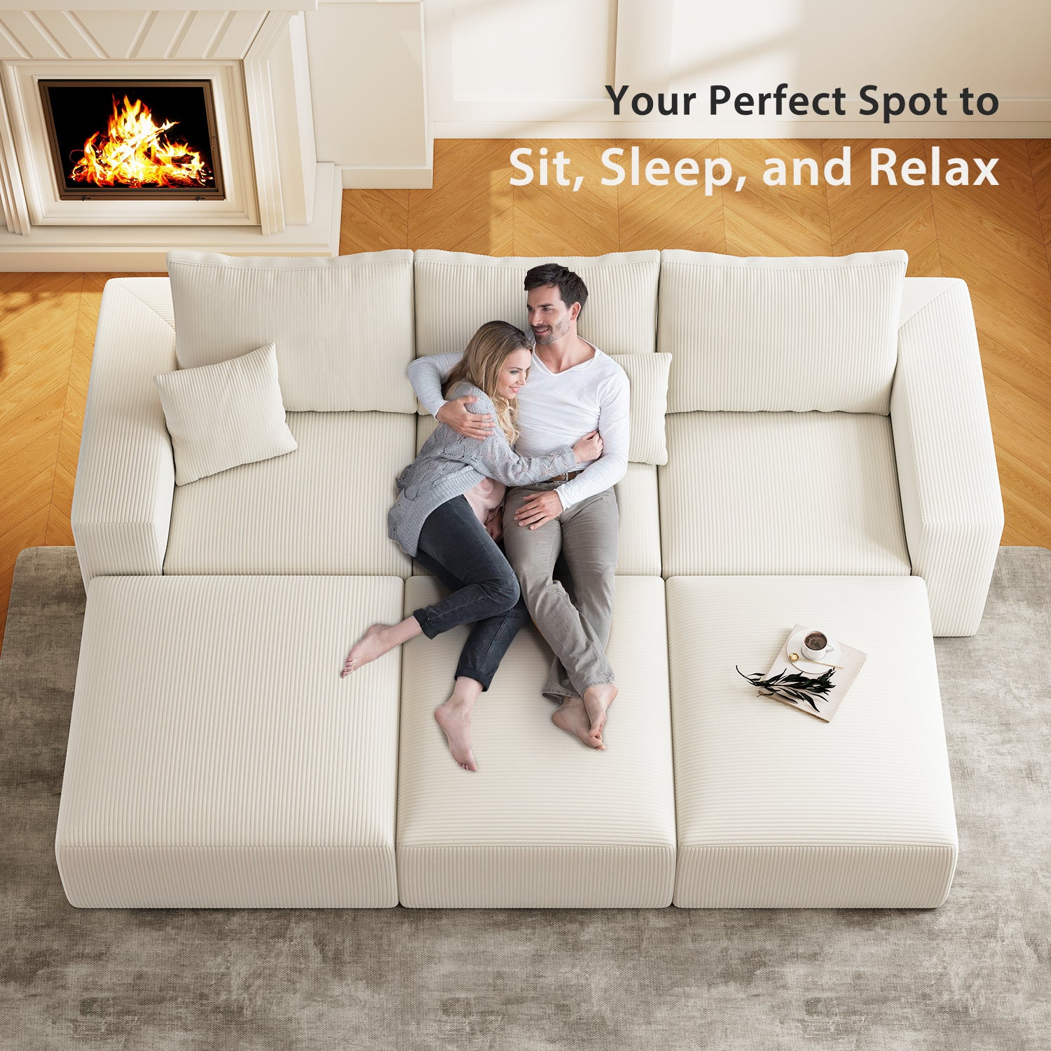 112" Boneless Cloud Sectional Sofa Bed