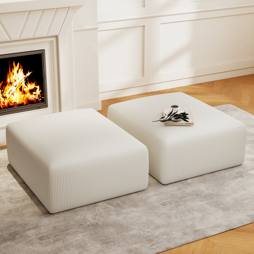 40" Square Stuffed Ottoman Pouf (2 Small Square Footstools)