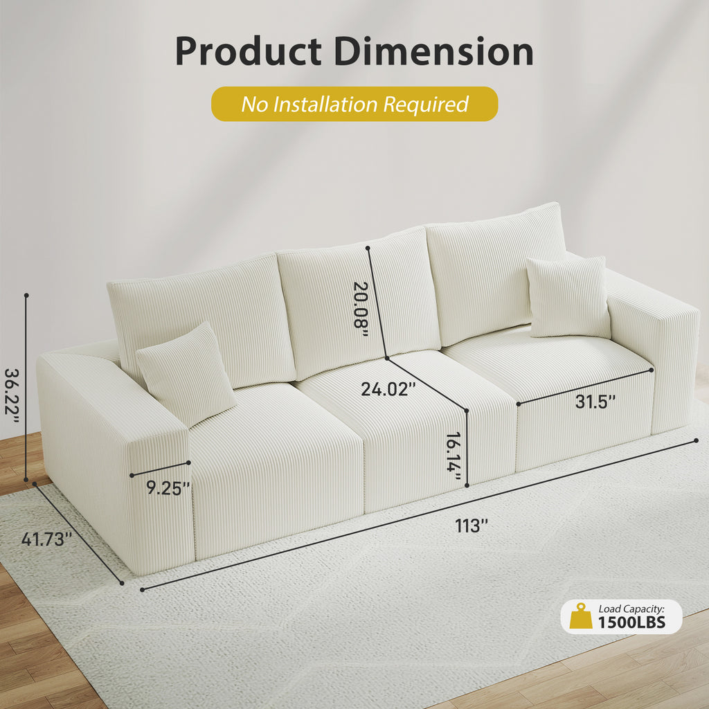 112" Boneless Cloud Sectional Sofa
