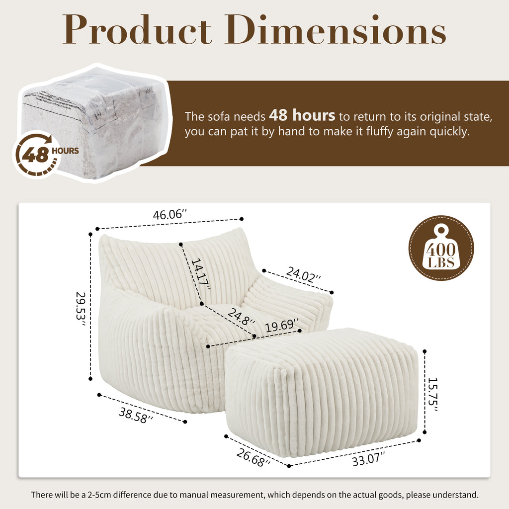 Bean Bag Chairs (XL Sofa Chair + Footstool)