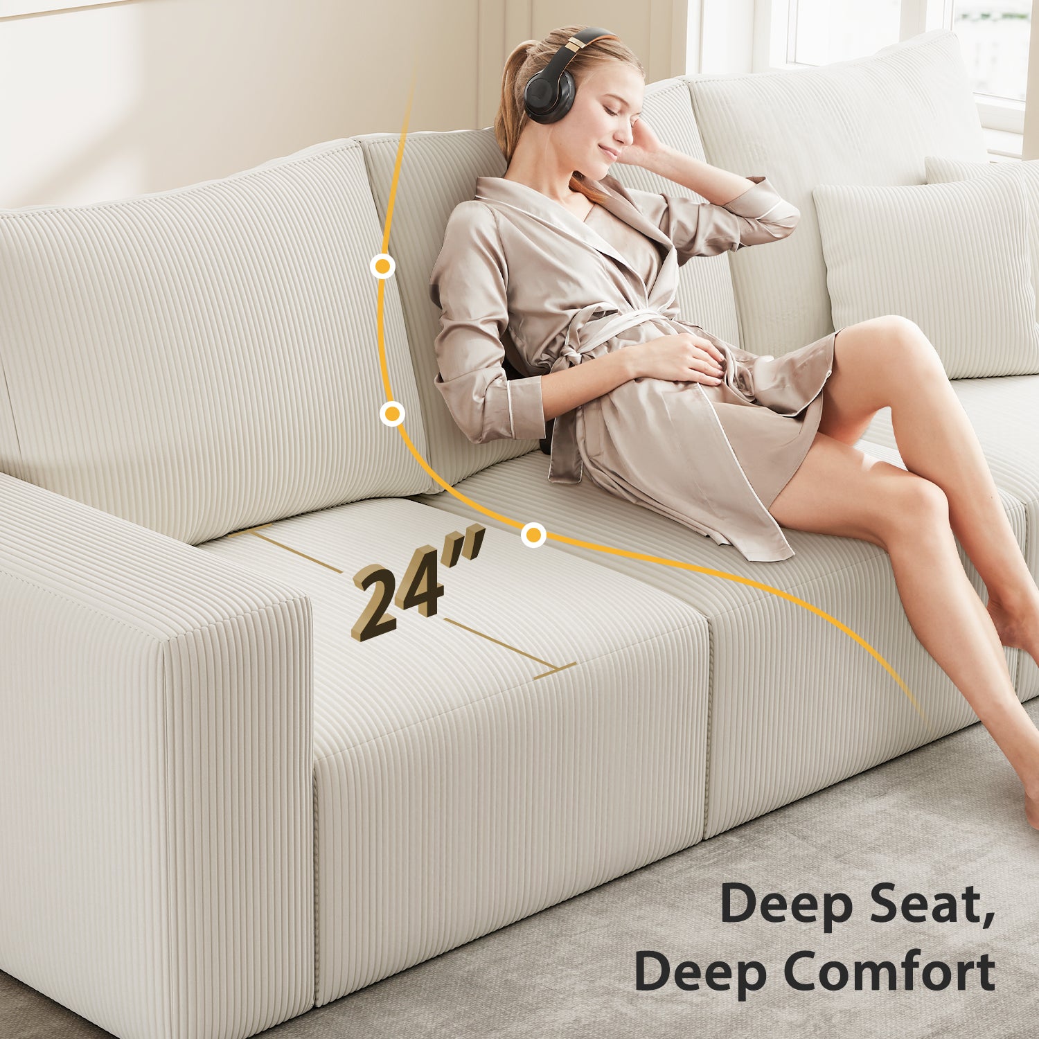 112" Boneless Cloud Sectional Sofa