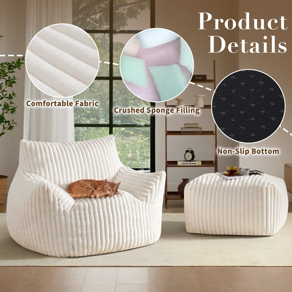 Bean Bag Chairs (XL Sofa Chair + Footstool)