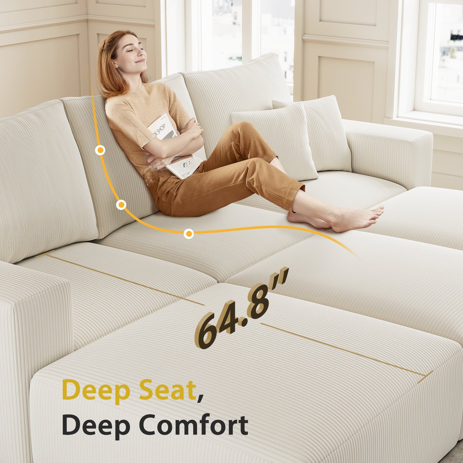 112" Boneless Cloud Sectional Sofa Bed