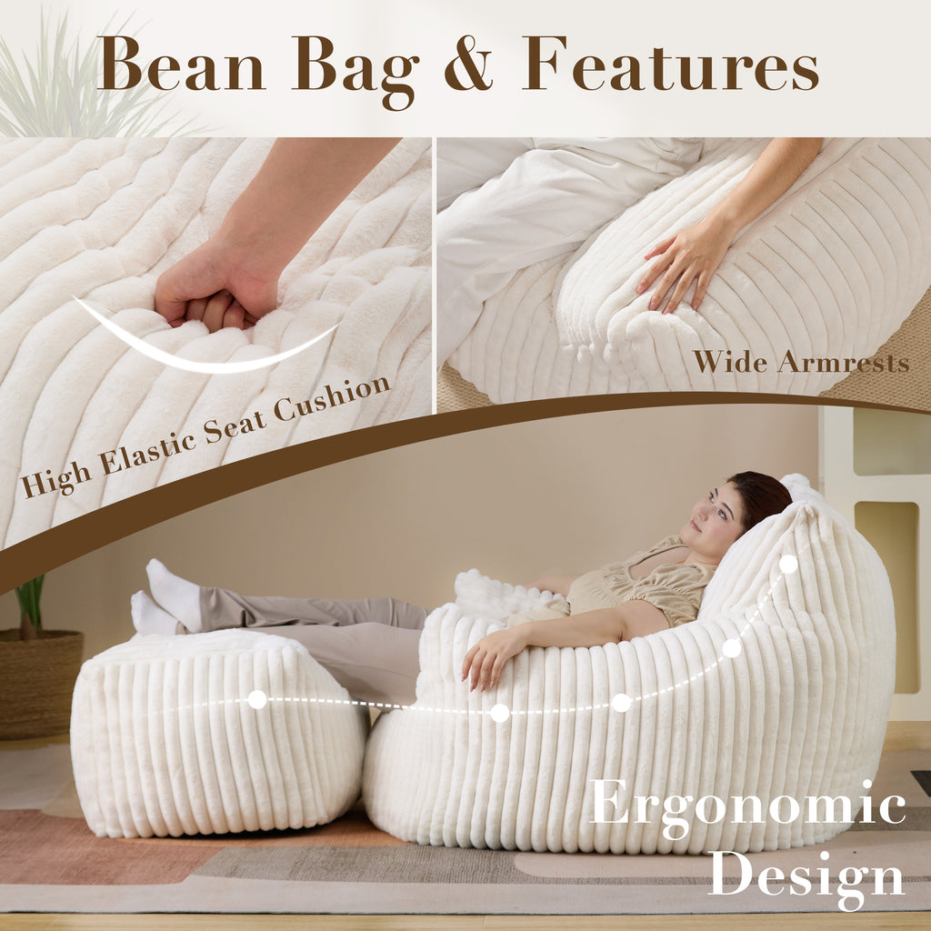 Bean Bag Chairs (XL Sofa Chair + Footstool)
