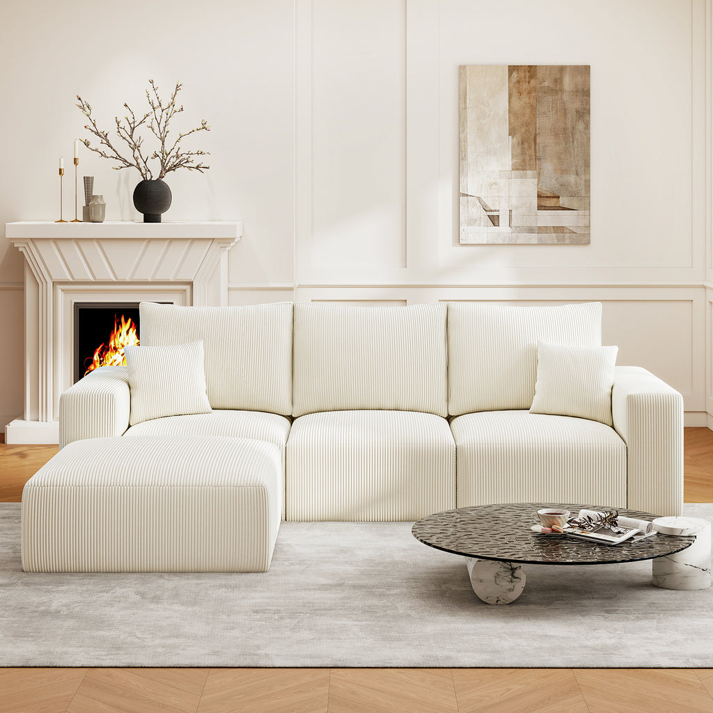 112" L-Shaped Boneless Cloud Sectional Sofa