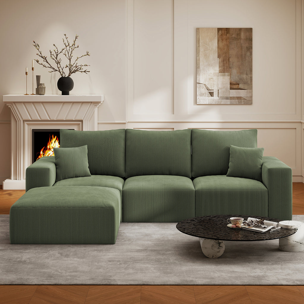112" L-Shaped Boneless Cloud Sectional Sofa