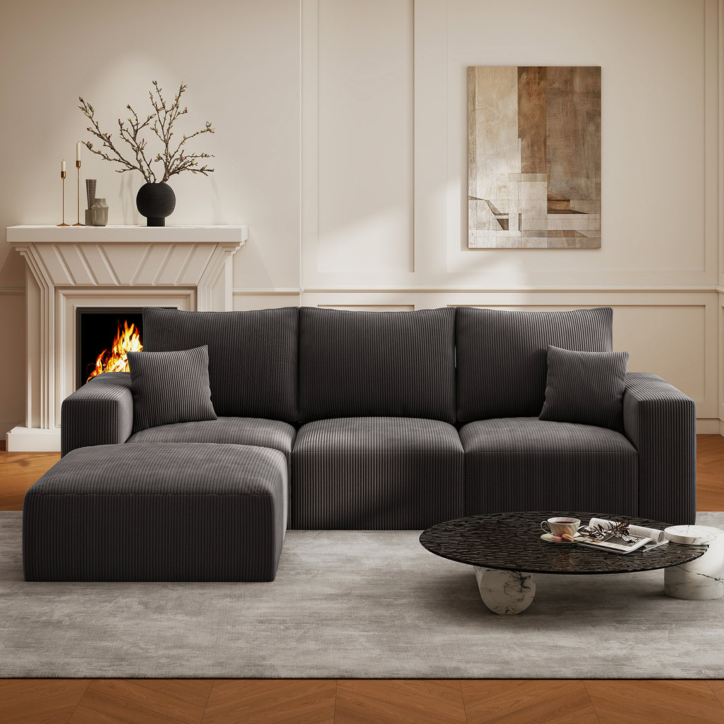 112" L-Shaped Boneless Cloud Sectional Sofa