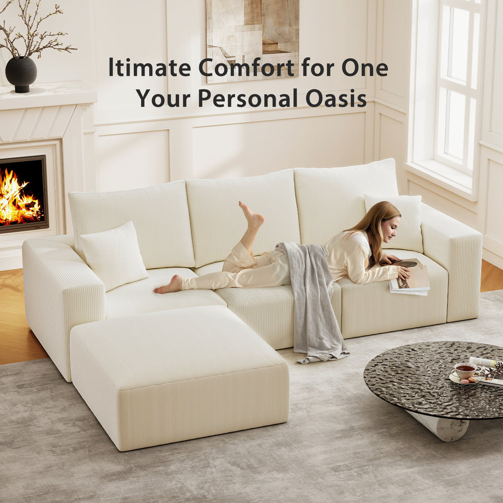 112" L-Shaped Boneless Cloud Sectional Sofa