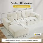112" L-Shaped Boneless Cloud Sectional Sofa