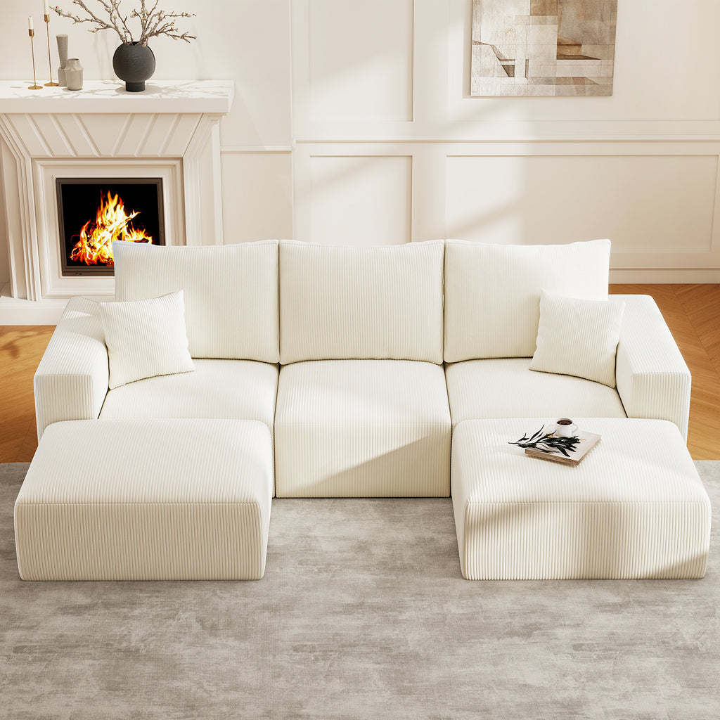 112" U-Shaped Boneless Cloud Sectional Sofa