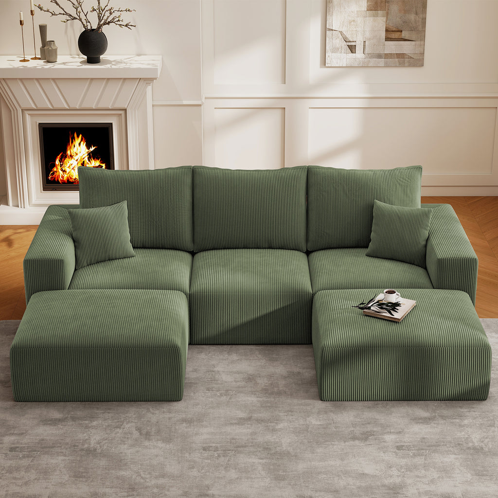 112" U-Shaped Boneless Cloud Sectional Sofa