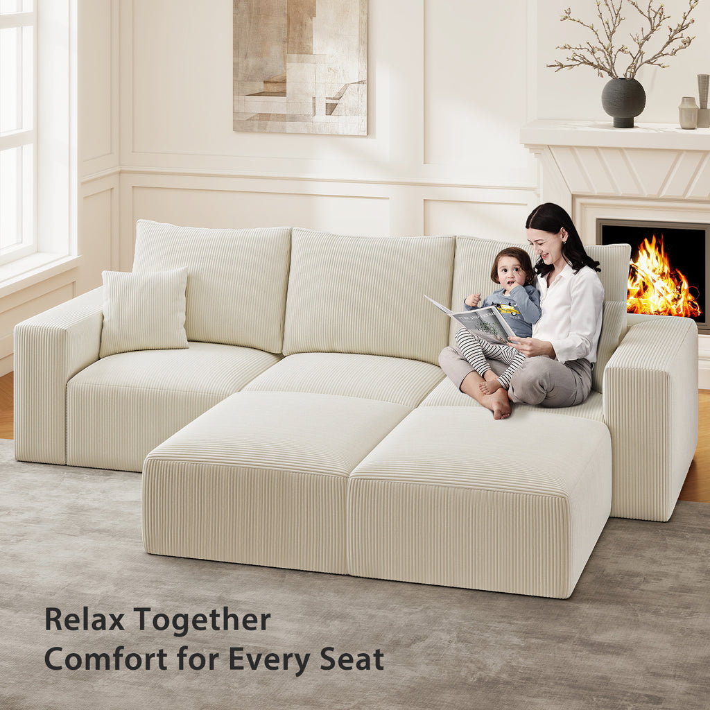 112" U-Shaped Boneless Cloud Sectional Sofa