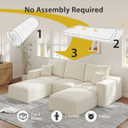 112" U-Shaped Boneless Cloud Sectional Sofa