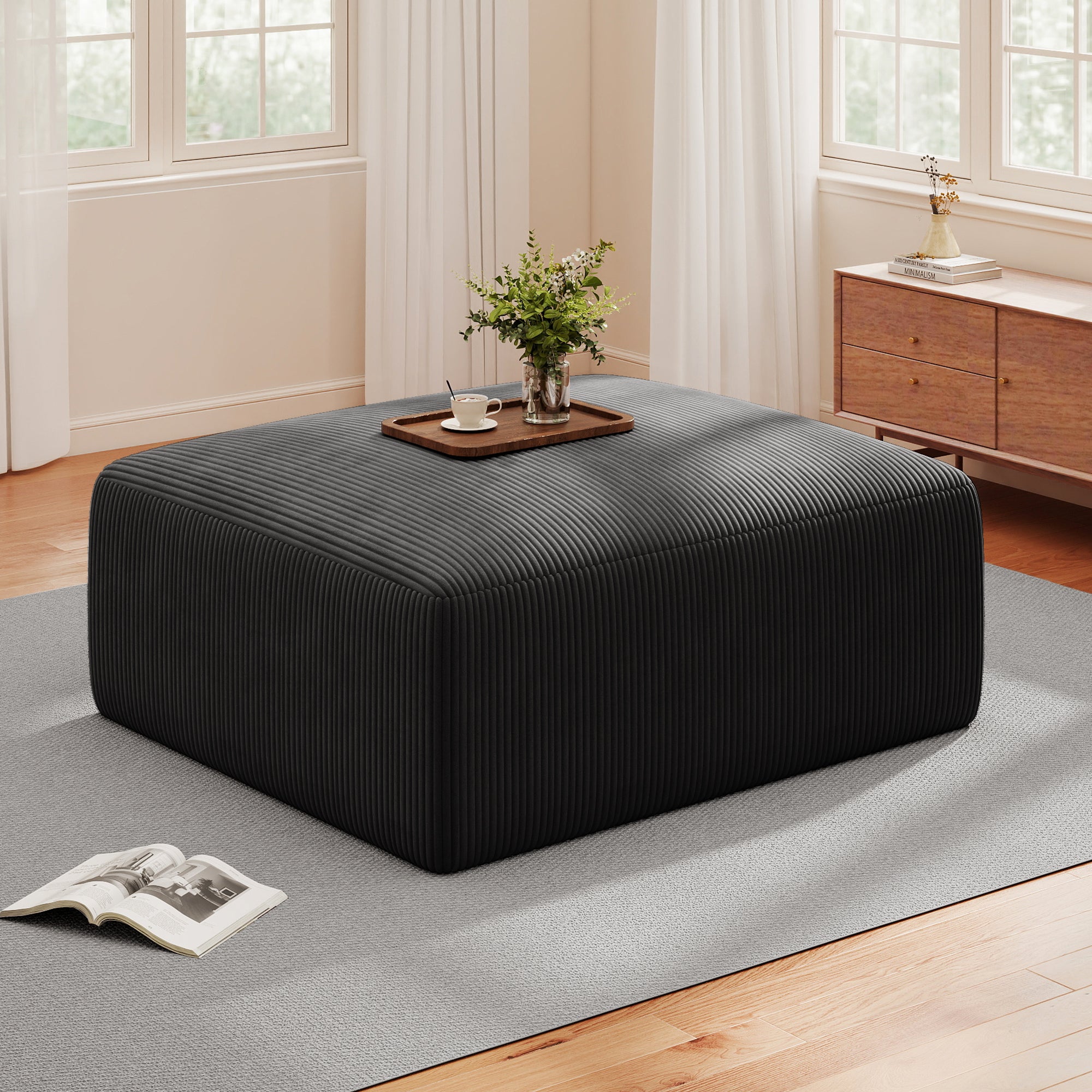 40" Square Stuffed Ottoman Pouf (1 Big Square Footstool)