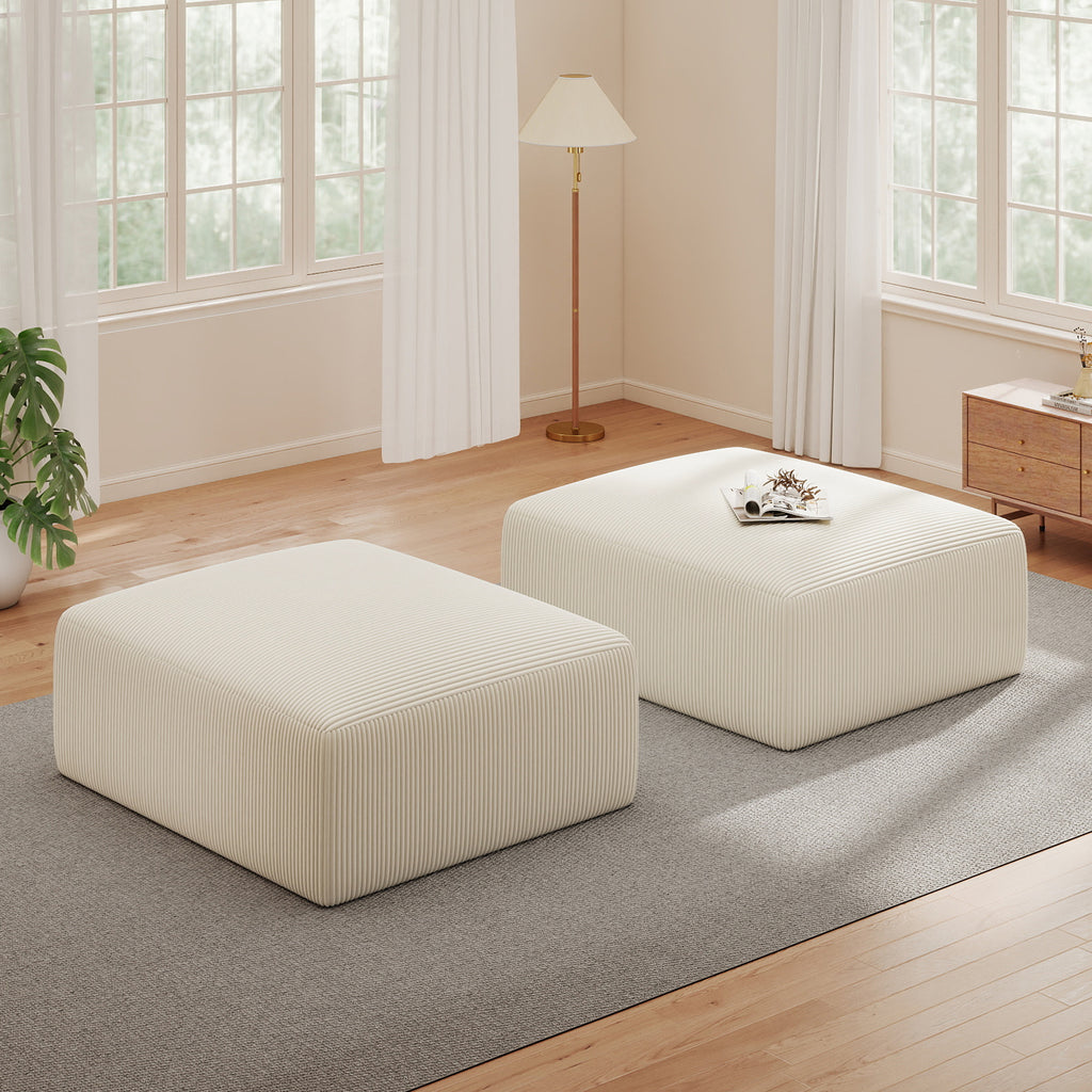 40" Square Stuffed Ottoman Pouf (2 Small Square Footstools)