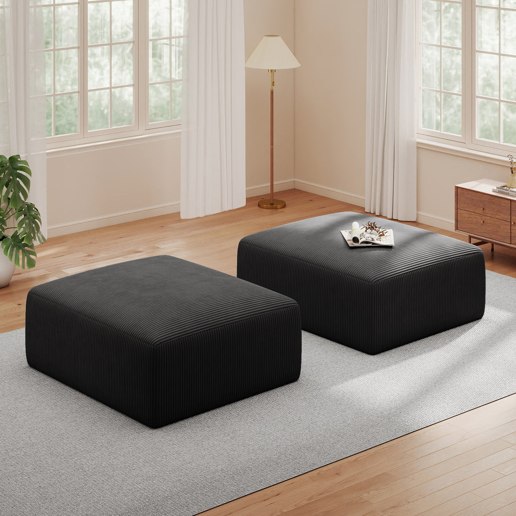 40" Square Stuffed Ottoman Pouf (2 Small Square Footstools)
