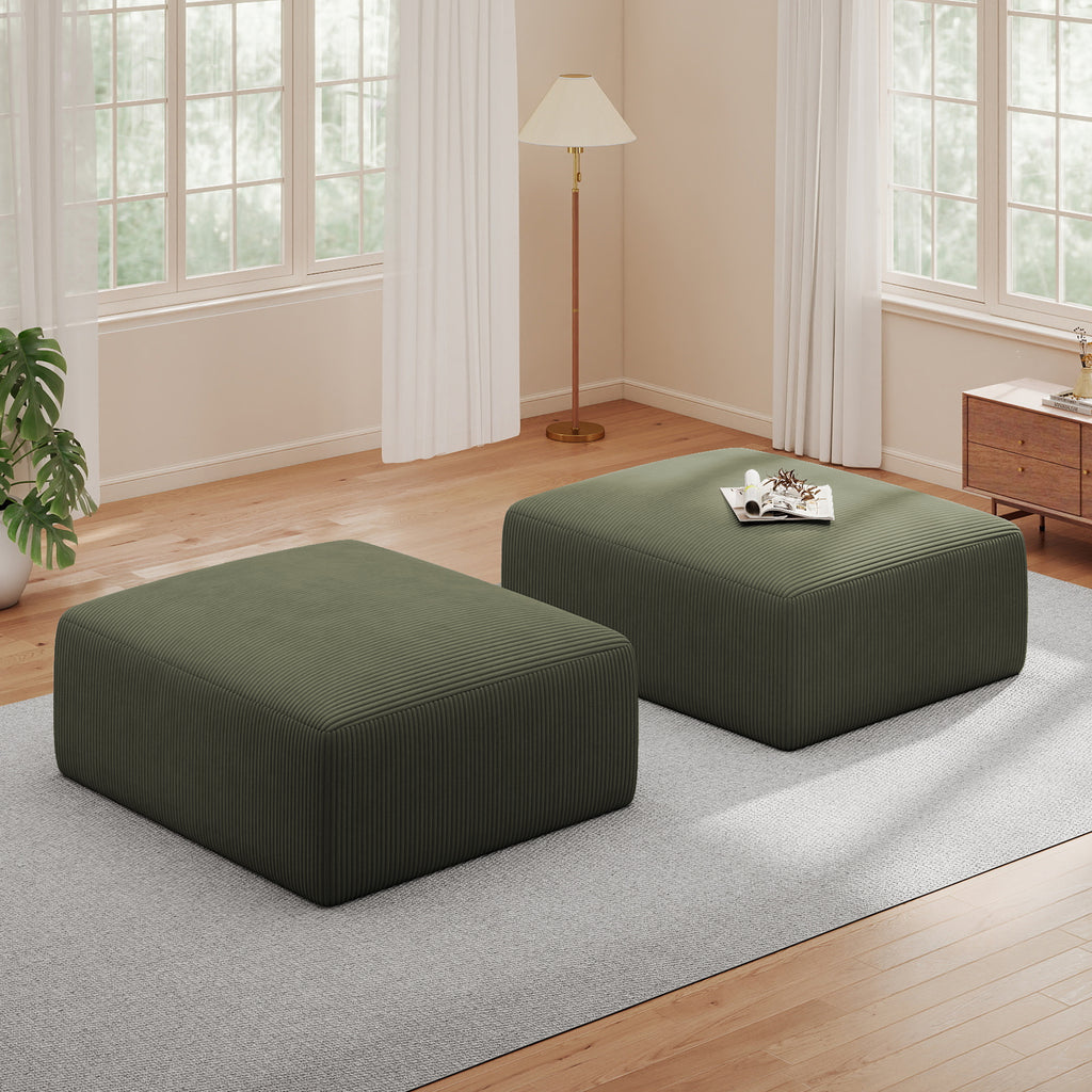 40" Square Stuffed Ottoman Pouf (2 Small Square Footstools)
