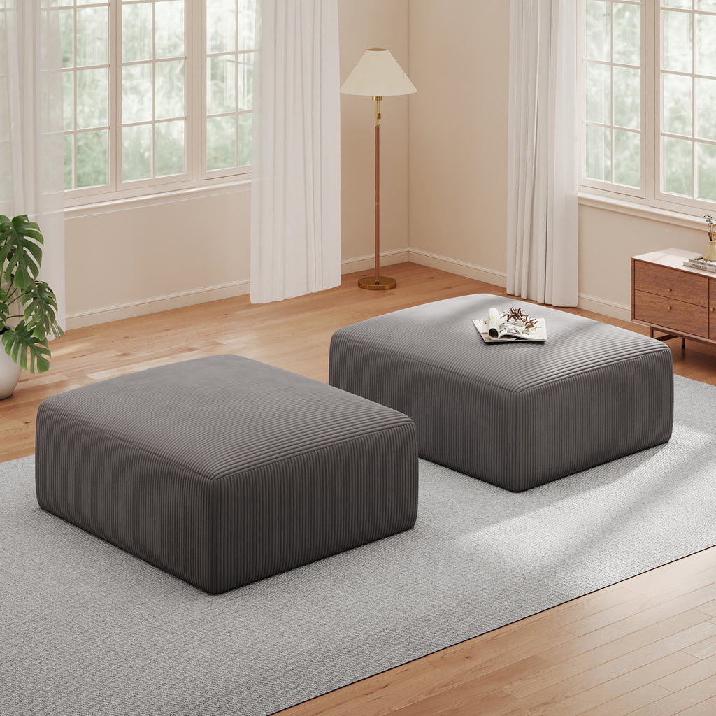 40" Square Stuffed Ottoman Pouf (2 Small Square Footstools)
