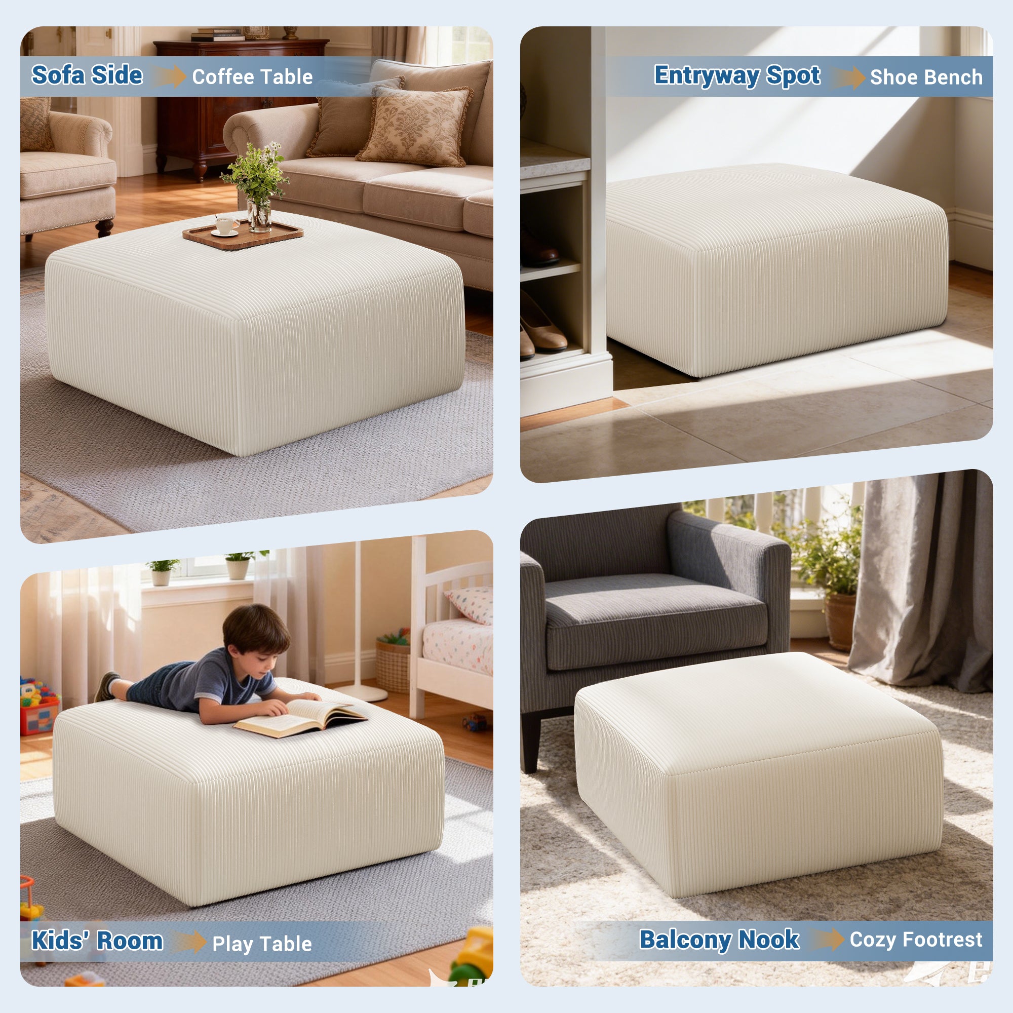 40" Square Stuffed Ottoman Pouf (1 Big Square Footstool)