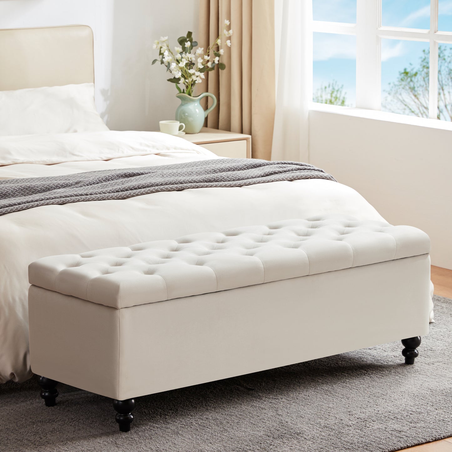 50.4'' Wide Tufted Rectangle Storage Ottoman with Storage